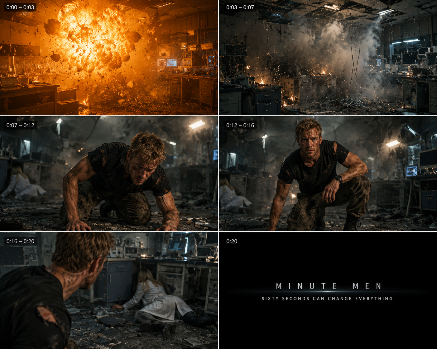 Minute Men laboratory explosion storyboard